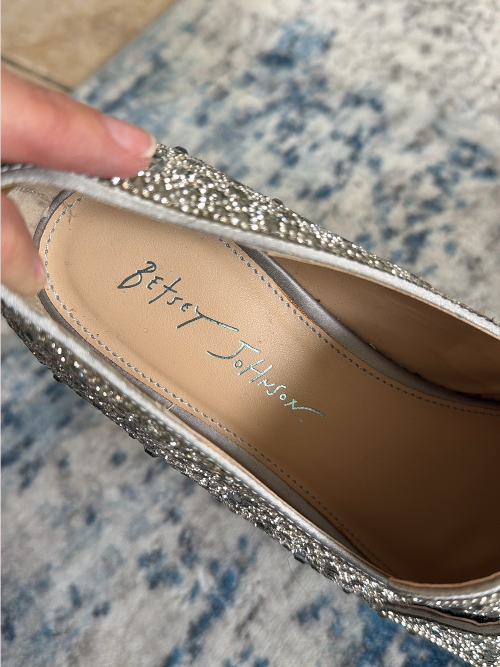 Betsey Johnson Silver Crystal Loafers - Picture 4 of 4